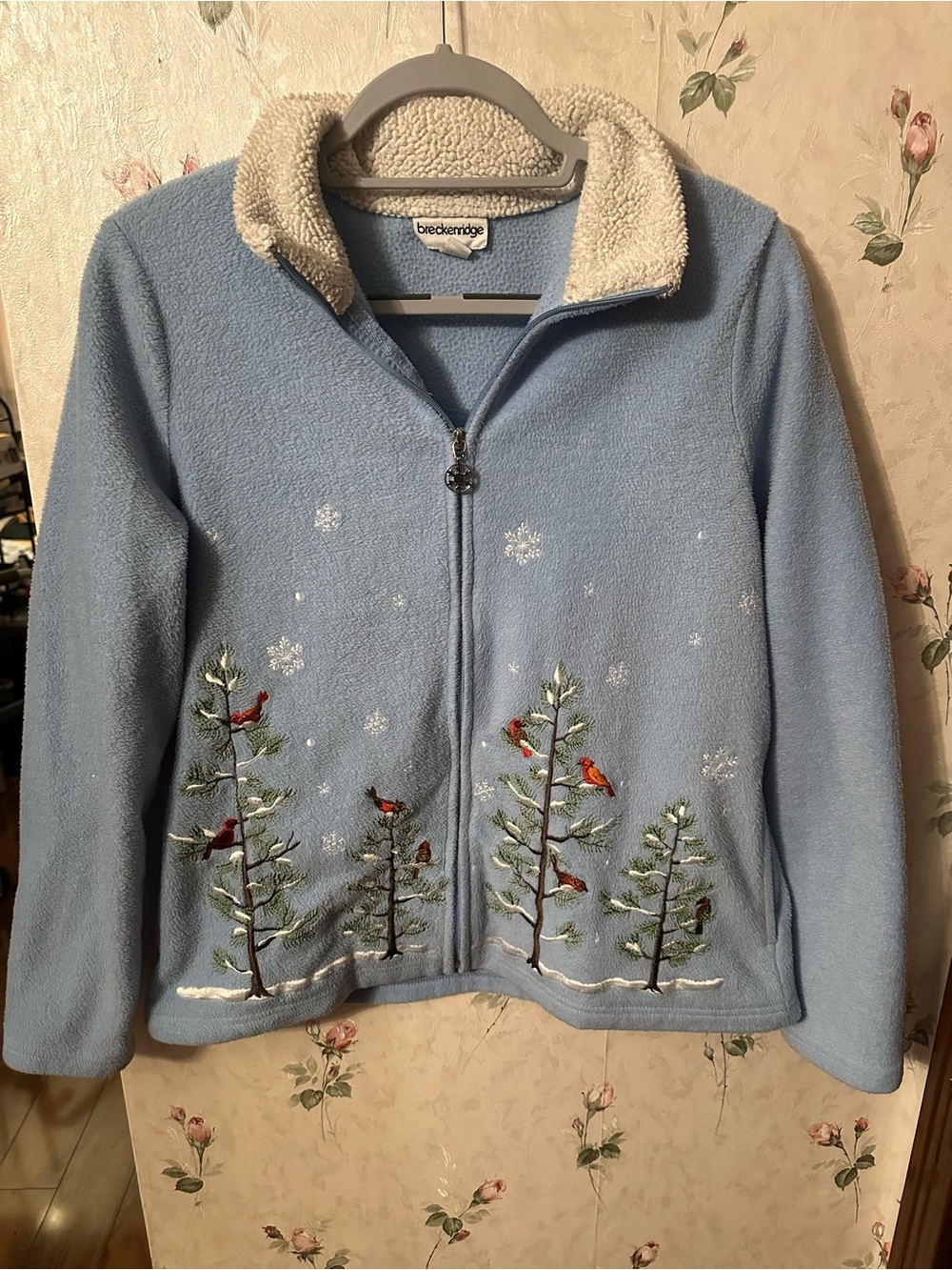 breckenridge Light Blue Teddy Jacket with Cream Sherpa Collar